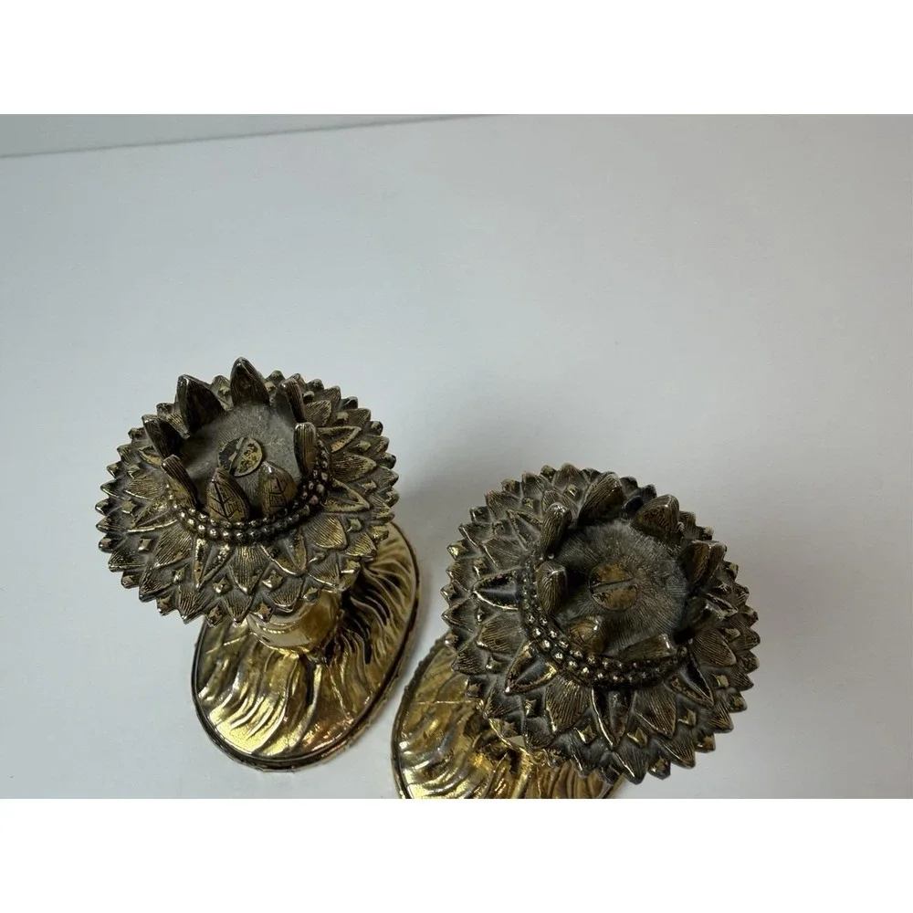 Candle Stick Holders Cherub Mermaid? Vintage‎ Gold Brass Tone Hollywood Regency